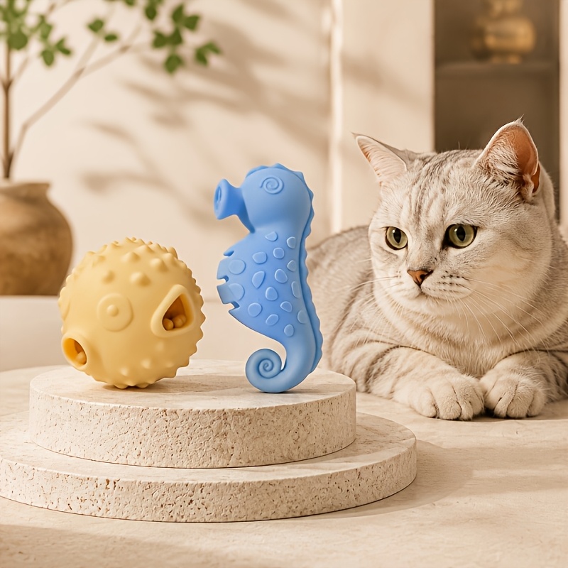 TEMU 2pcs Kitten Food Dispenser Toys Silicone Soft Chew-resistant, Christmas Halloween Pet Brain Toy, Slow Feeding Anti-choking For Kittens And Adult