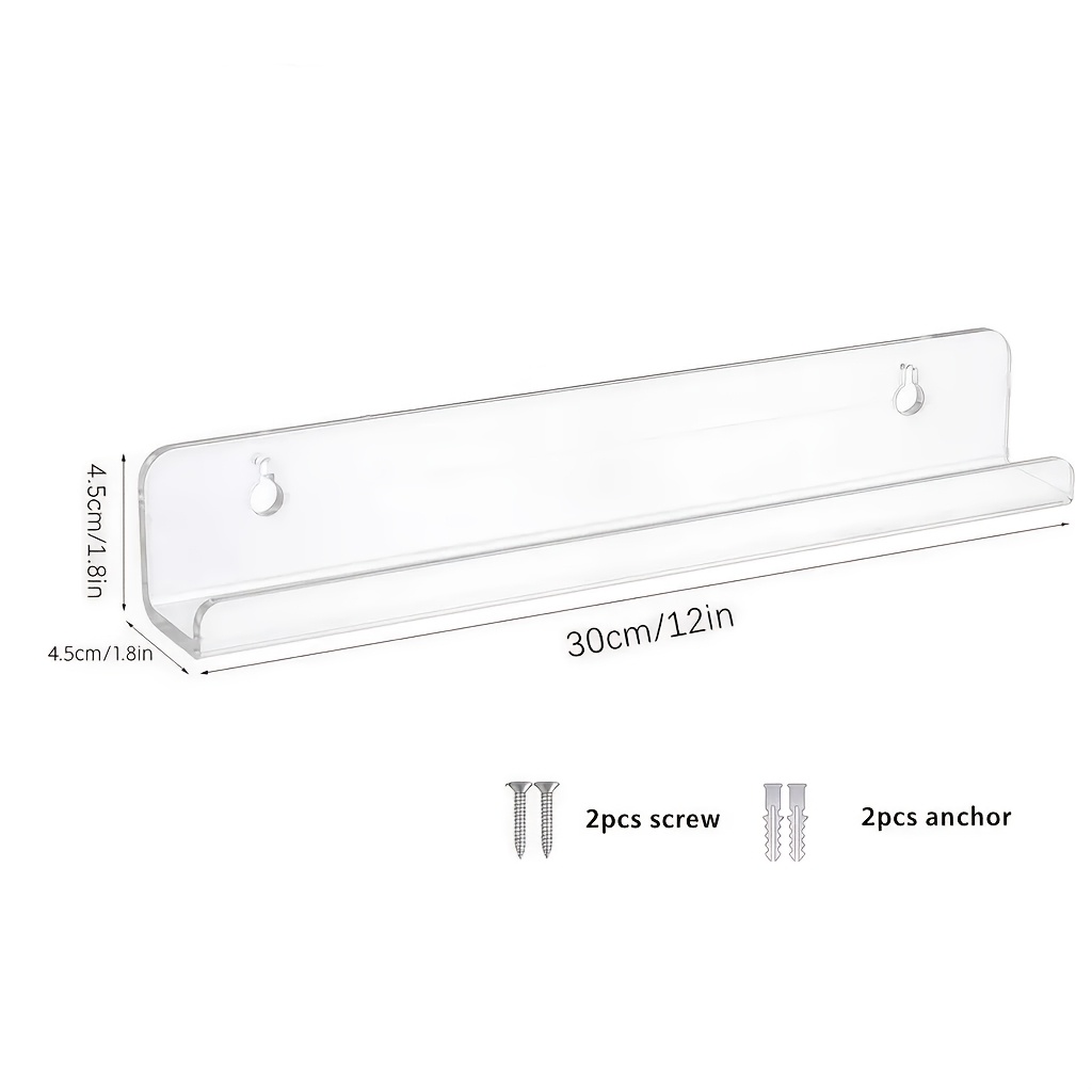 Image of 4-pack Acrylic Cd Wall Mount Shelves, Clear Floating Album Display Holder, Drill-in Wall Organizer For Vinyl Records, Albums, Dvds, Blu-ray Discs & Home Decor