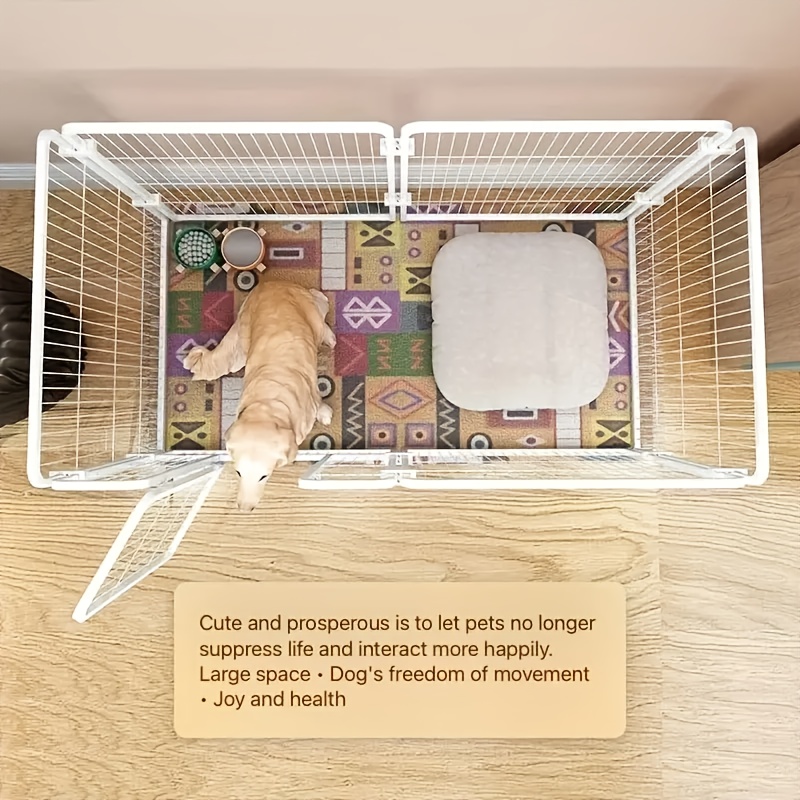 Multifunktionel indendørs hundeindhegning i rustfrit stål med hvile- og legeområder til pottetræning, fleksibelt design til små, mellemstore hunde, nem montering, ideel gave til kæledyrsejere. Produktdetaljer 3