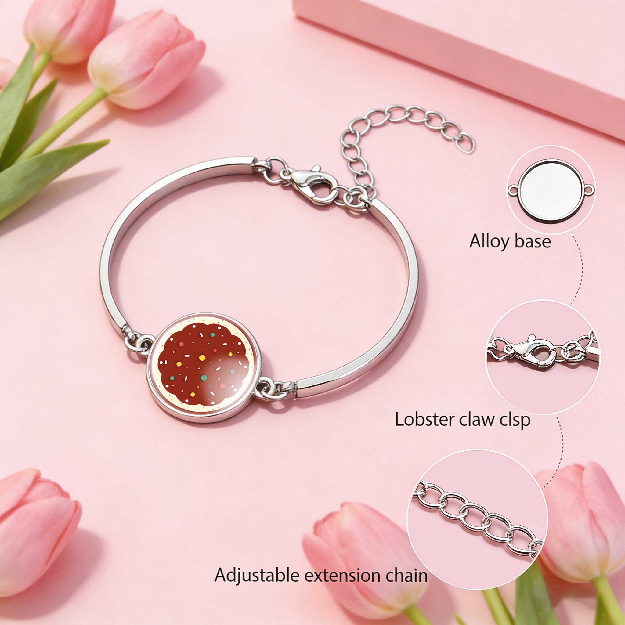 Women's Adjustable Circular Time Gemstone Inlaid Classic Bangle