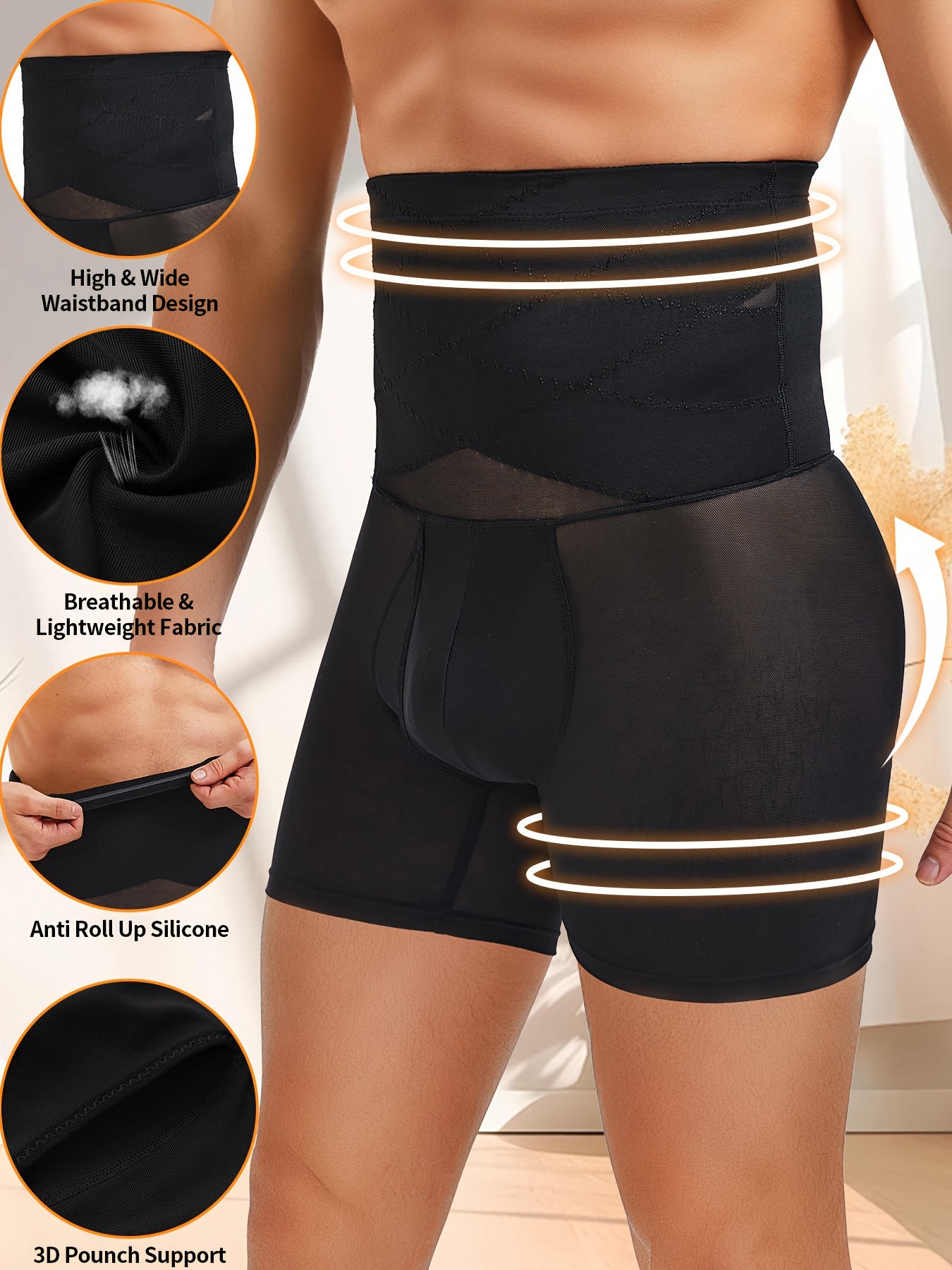Men Tummy Control Shorts High Waist Body Shaper Compression Belly Girdle  Slimming Underwear Boxer Briefs Abdomen Control Pants Color: Black, Size: XL