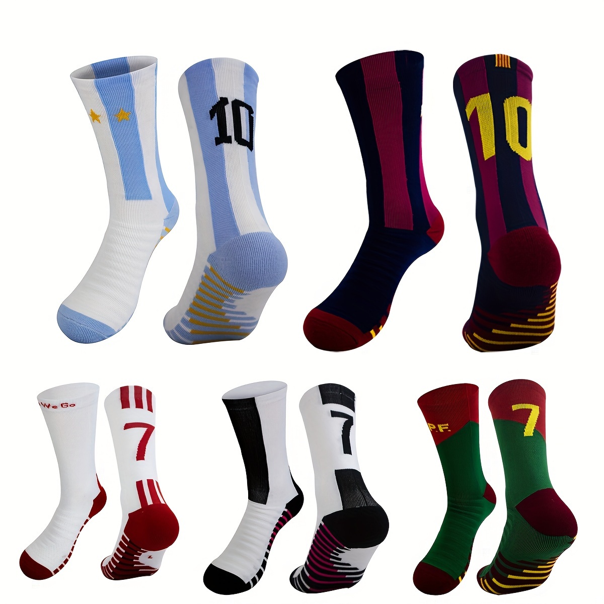 

Men's Professional Soccer Socks, 1 Pair, Mid-calf Height, Non-slip Training Towel Bottom, Woven Polyester And Nylon , Machine Washable, Performance