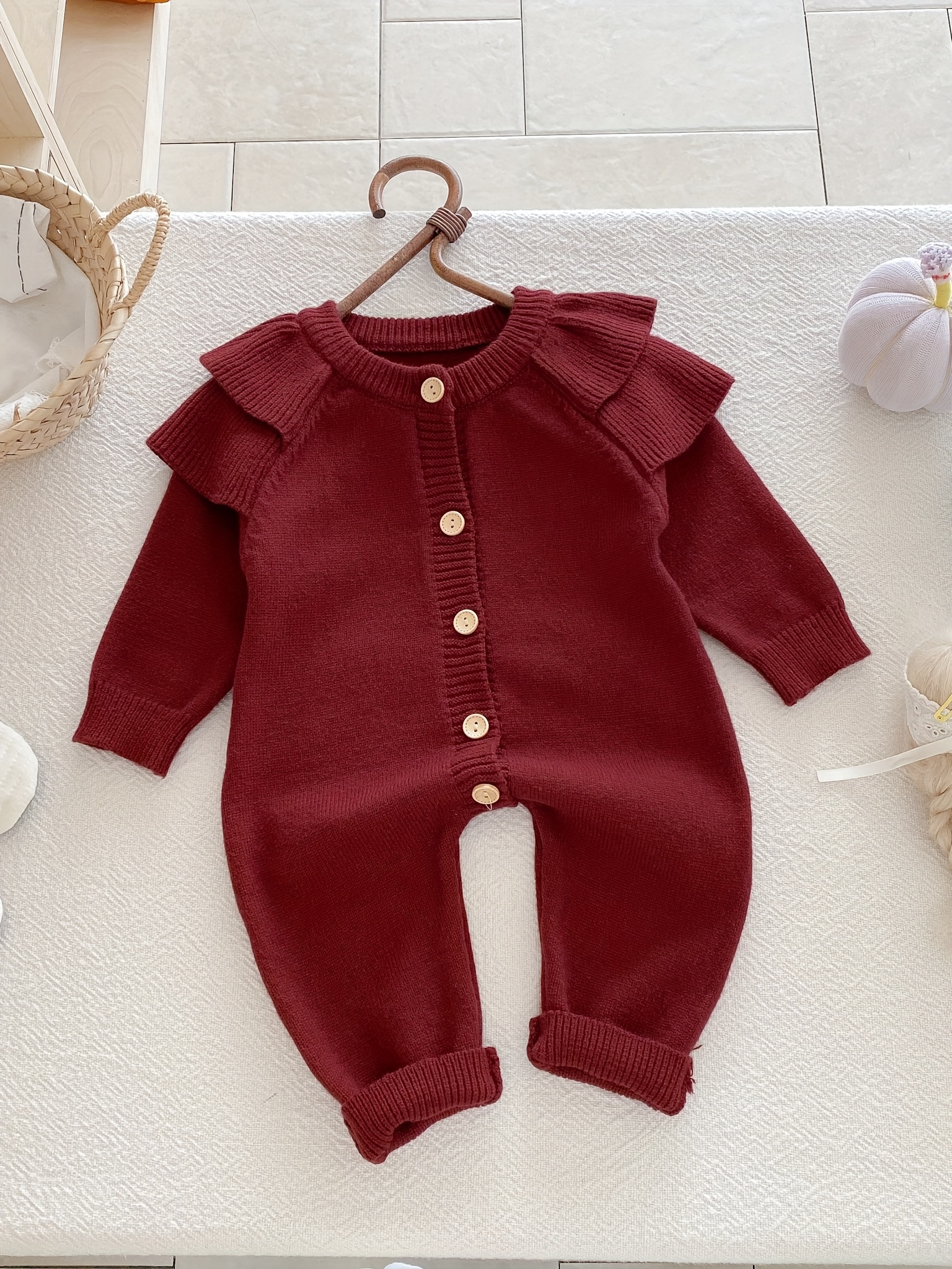 baby girls long sleeve knit romper soft beige sweater Temu Oman