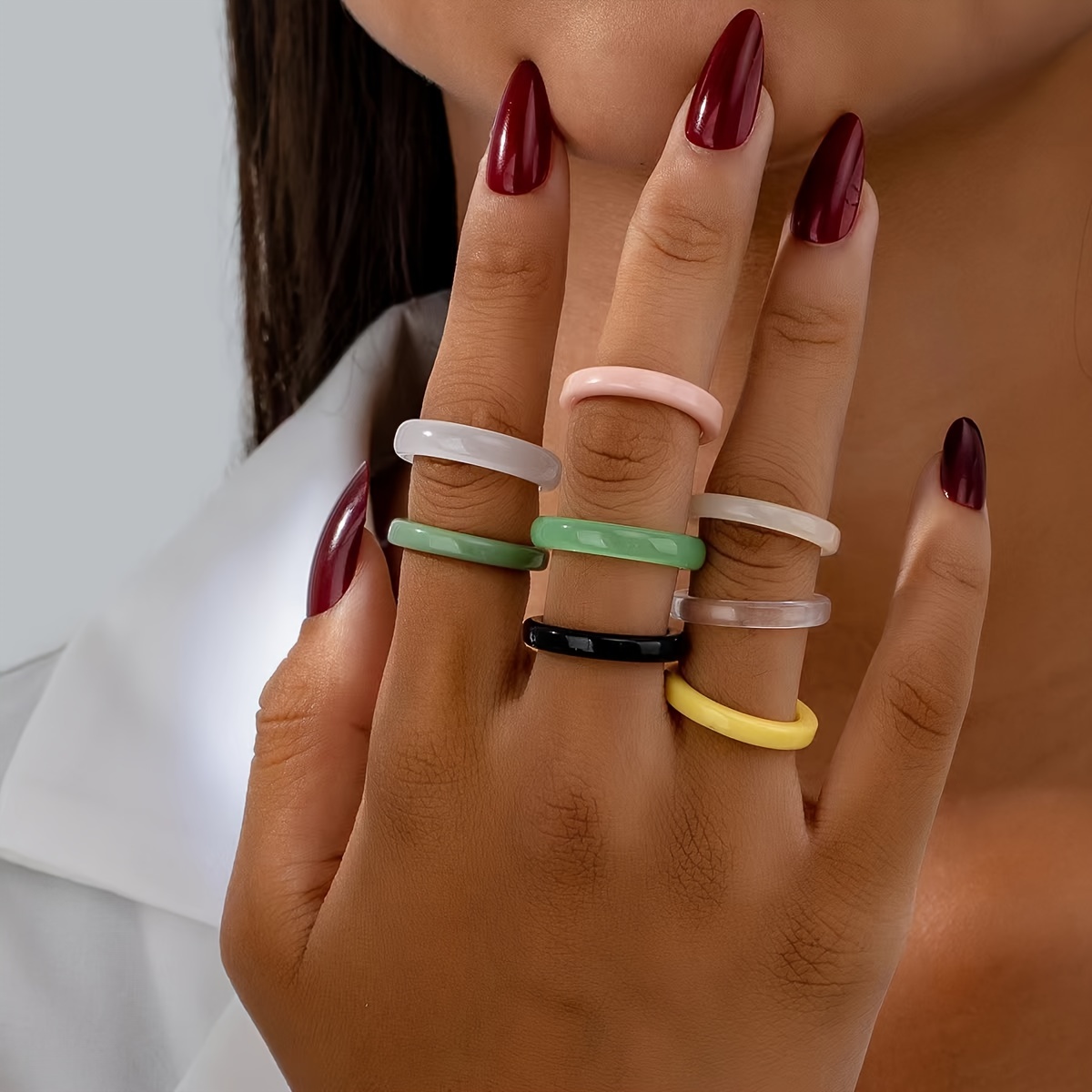 Simple And Fashionable 8pcs Set Of Women's Rings