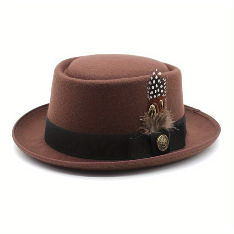 Elegant Brown and Black Feathered Hat Exquisite Victorian Brown Tricorn Hat with Feather main image 2