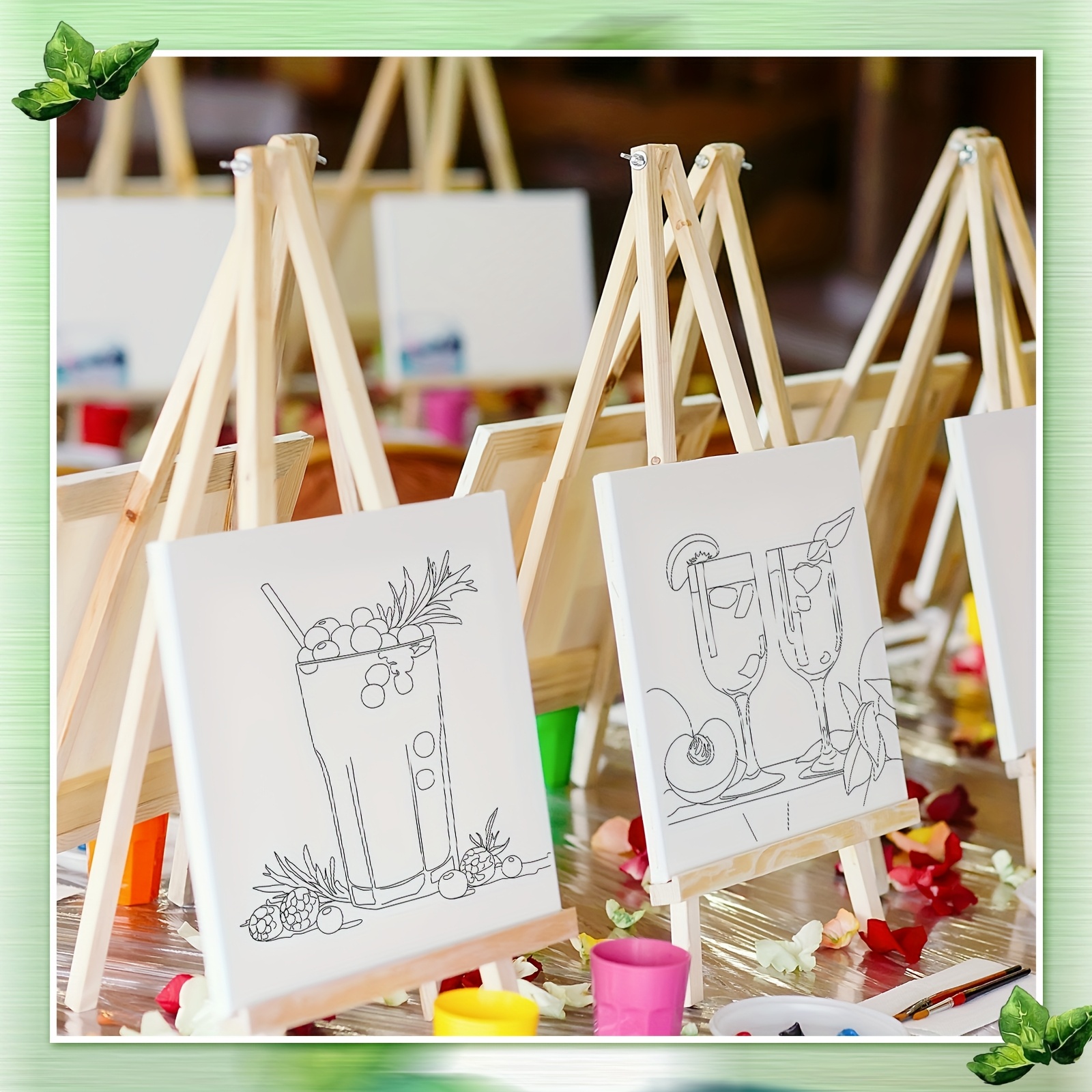 TEMU 12pcs Pre-drawn Canvas For Painting For Adults 8 X 8 Inch Canvas Painting Kits Stretched With Drawing Ready To Paint Beginner Artists Date Night
