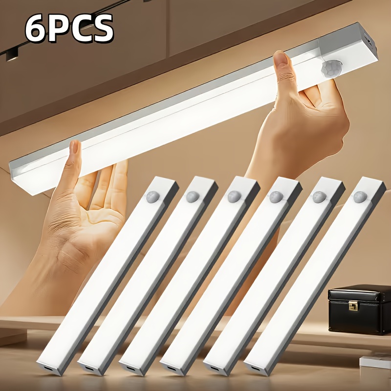 6pcs indoor led motion sensor dimming cabinet light   sensor cabinet light led indoor lighting usb rechargeable night light 3 adjustable   suitable for office bedroom staircase lights for cabinets kitchen lighting