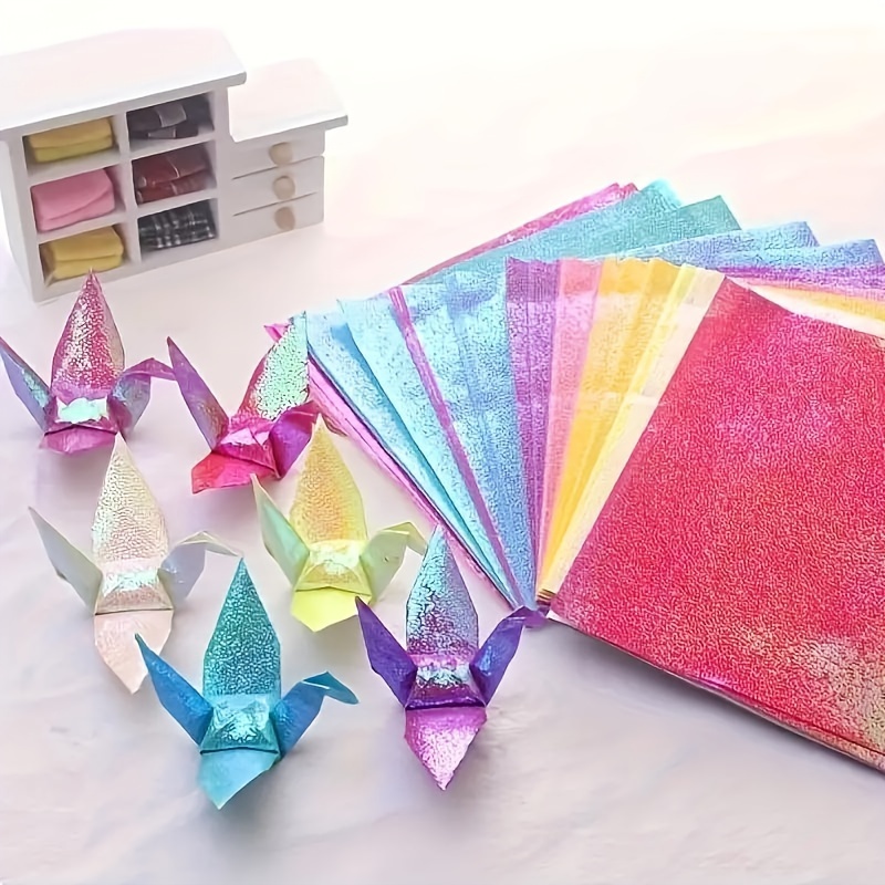 

100 Pcs Glitter Paper : Shiny Lucky Bird Origami Kit With Sparkling Square Papers, 3.94" X 3.94", Perfect For Handcrafting And Easter Gifts