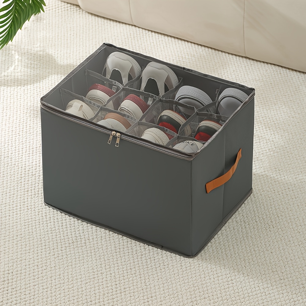 1pc foldable oxford fabric shoe organizer with lid dustproof storage box for shoes clothes accessories versatile   solution