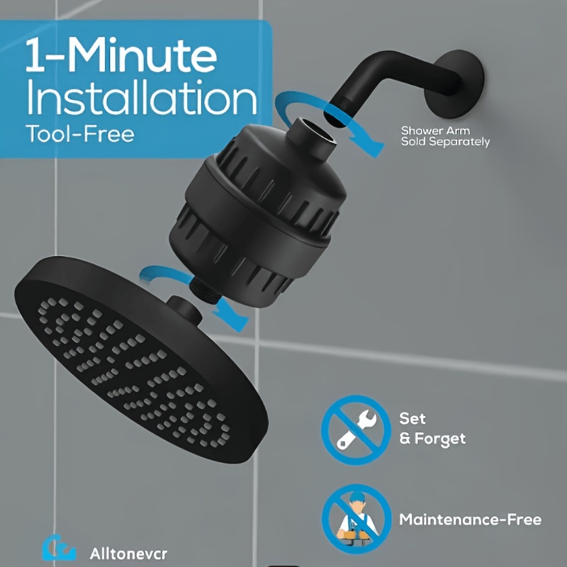 Classic Style High-Pressure Shower Head Kit with 30-Level Filter