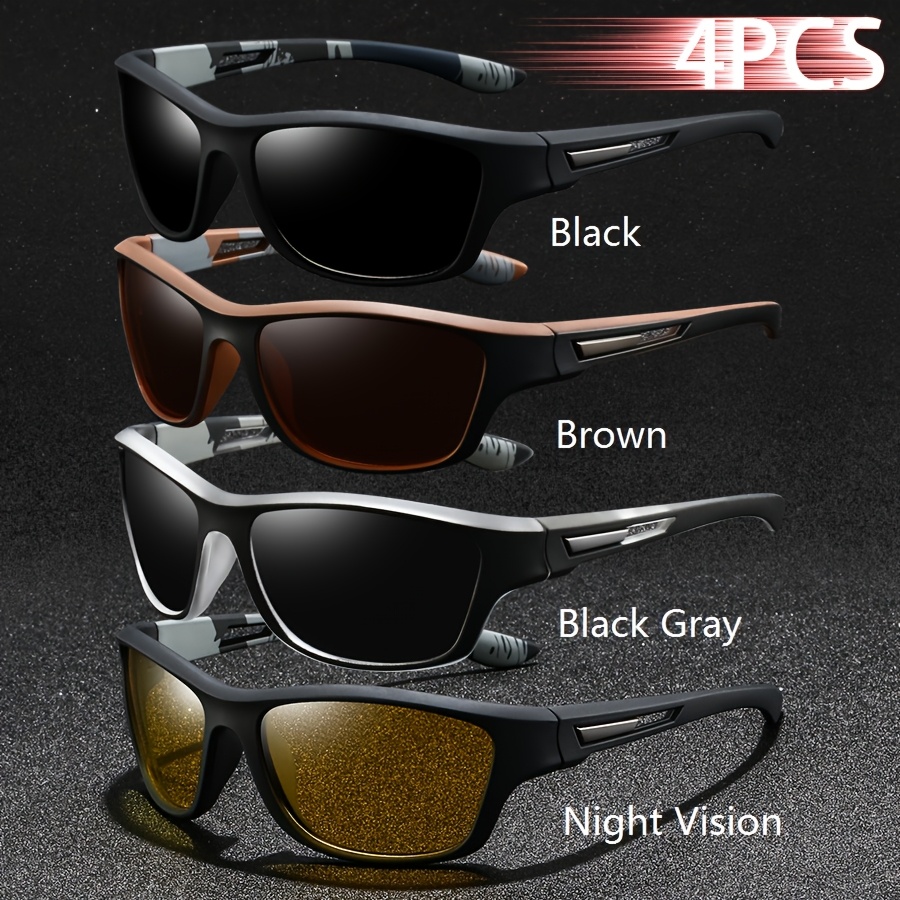 TEMU | Polarized Glasses | 4 Pairs Of Polarized Fashion Glasses | Style, Lenses, Suitable For Outdoor Activities Such As Cycling, Fishing, Running,