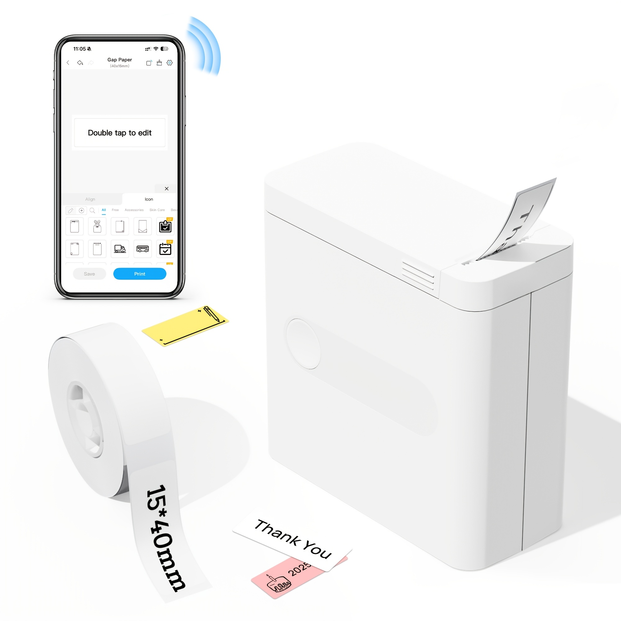 TEMU D12b Graffiti Label Maker, Wireless Portable Sticker Printer With 100+ Templates With 1 Roll Paper, For Home, Office, School