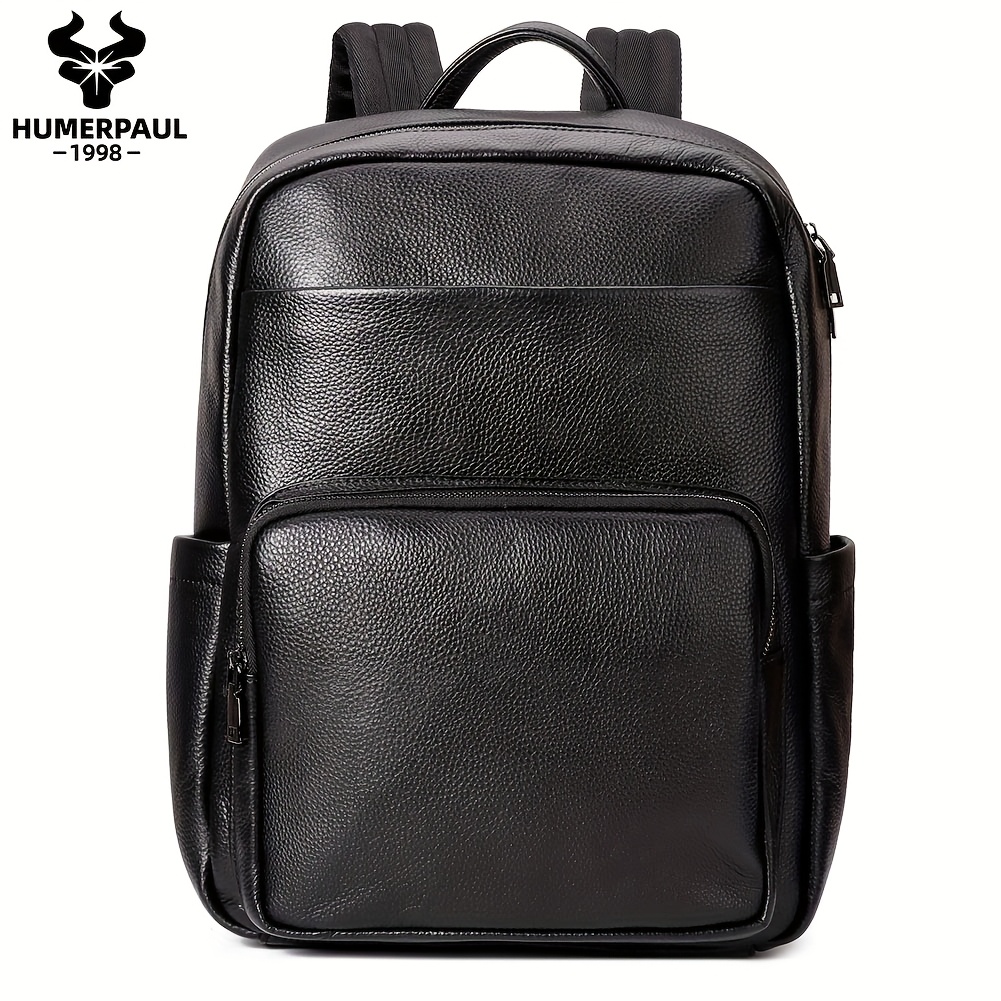 mens genuine leather backpack casual retro style Temu