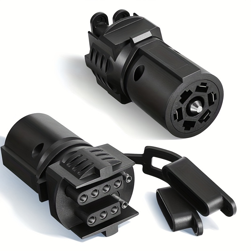 

A New 2024 7-pin Trailer Light Plug Adapter Featuring A 2-in-1 Design, Compatible With American Rv Trailers, From A 7p To A 4p5p Row Plug Socket, Adhering To American .