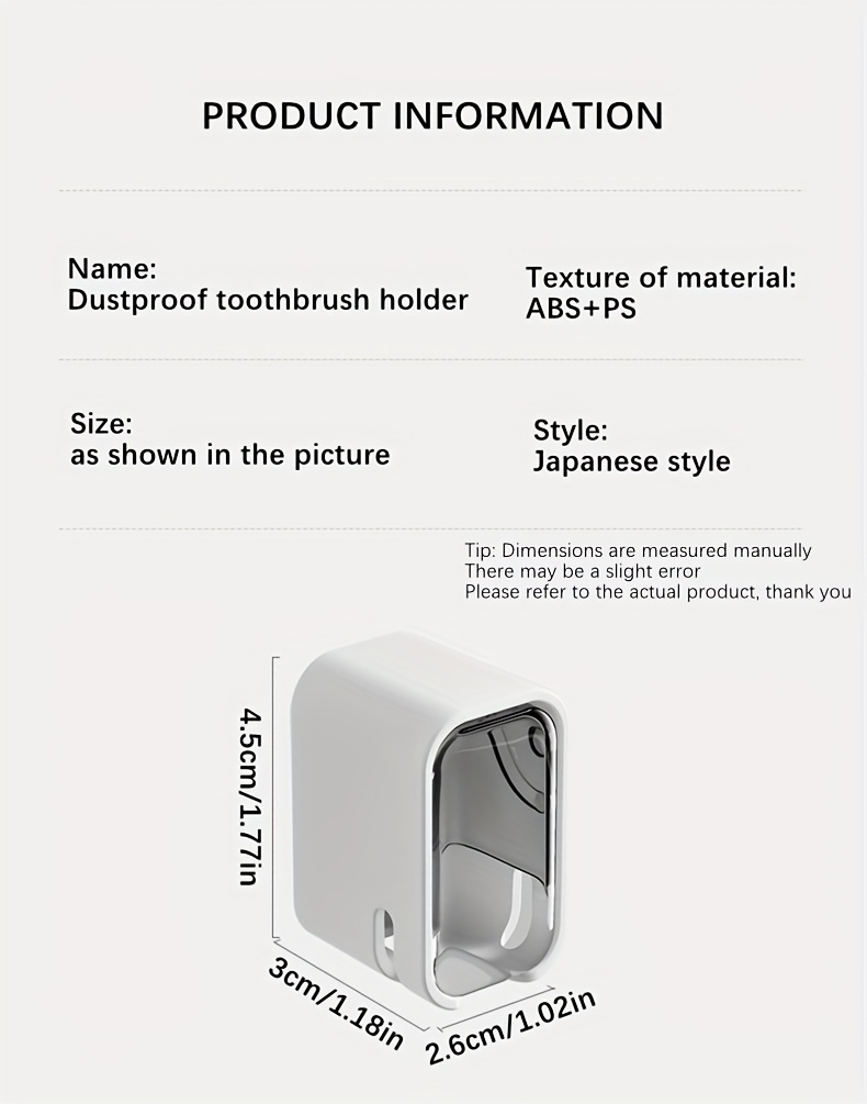 wall mounted toothbrush holder no drill installation mini storage box for electric and manual toothbrushes space saving bathroom accessory plastic material toothbrush storage modern bathroom decor durable plastic bathroom decor and accessories Product details 7