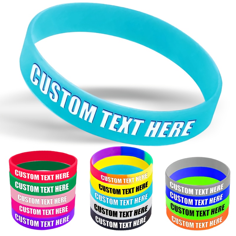 55pcs Custom Silicone Wristbands with Letter Patterns