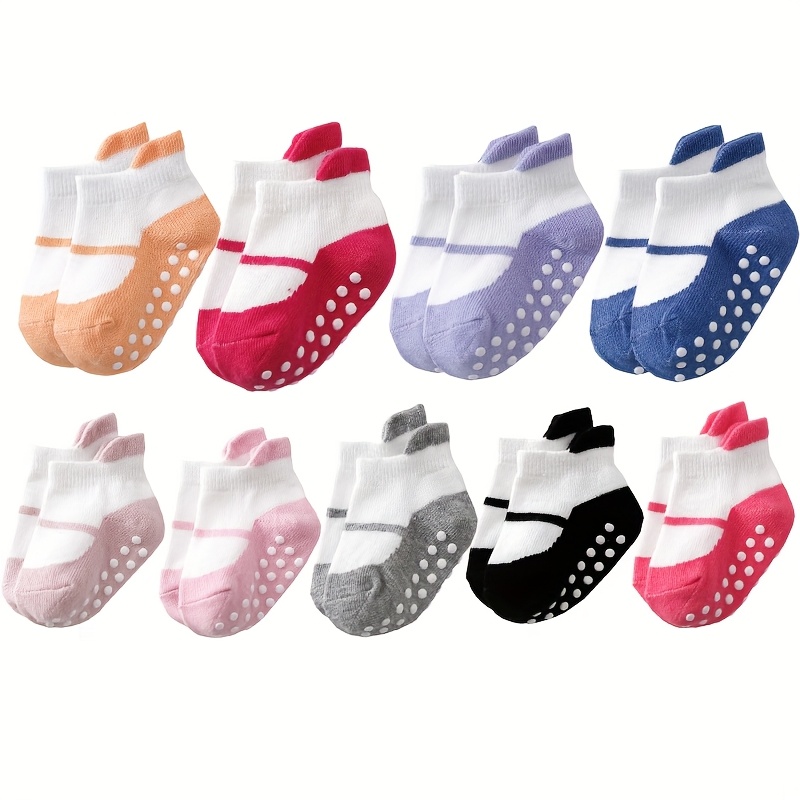 E-shop 9 Paar süße, rutschfeste Indoor-Socken mit Schleife für Kleinkind-Mädchen | Knöchelhoch, Schmetterlingsmuster, Ganzjahres-Socken und