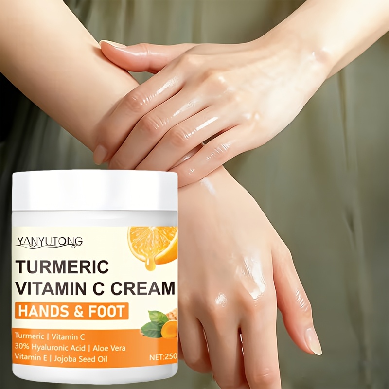 TEMU Turmeric Vitamin C Foot Moisturizing Cream, Rich In Vitamin C And Hyaluronic Acid - Hydration And Moisturization, Gentle Exfoliation, Ideal For