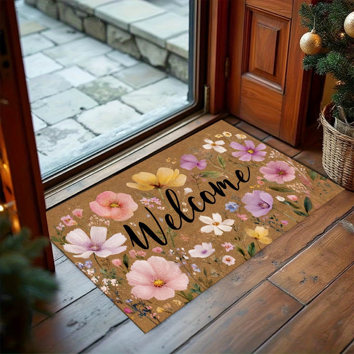 E-shop Läufer im Landhausstil mit buntem Blumenmuster, maschinenwaschbar. Geeignet für Wohnzimmer, Küche, Eingangsbereich, Schlafzimmer und als