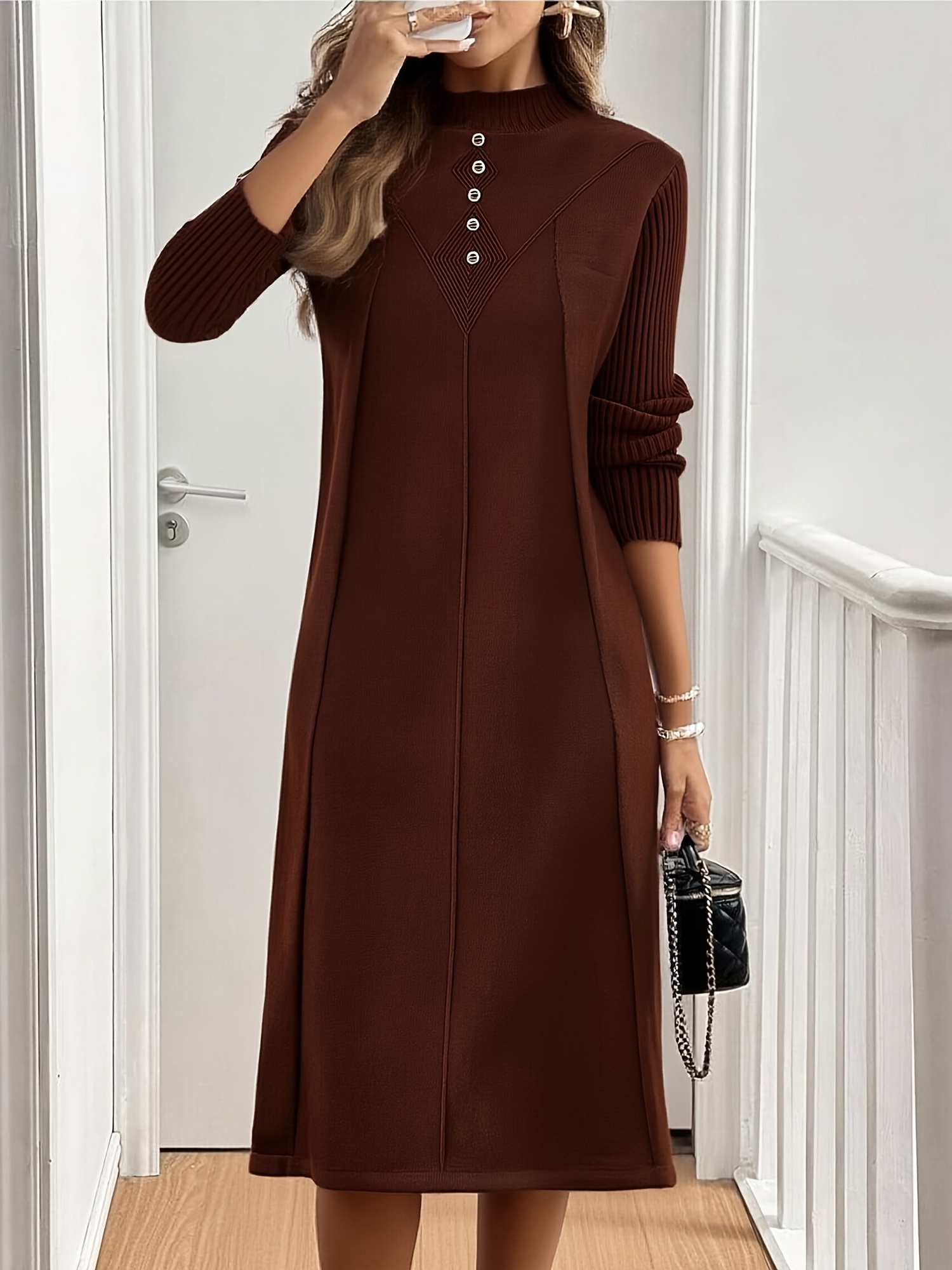 chinese dress ladies Logan Turtle Neck Bodycon Dress – Long Sleeve Tie-Front Style