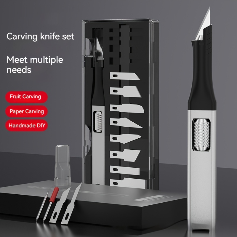 

18pcs/set Carving Knife Set And Storage Box, Storage-multi- Diy Engraving & Carving Tool Kit With Replaceable Blades, Ideal For Paper Crafts & Model Making