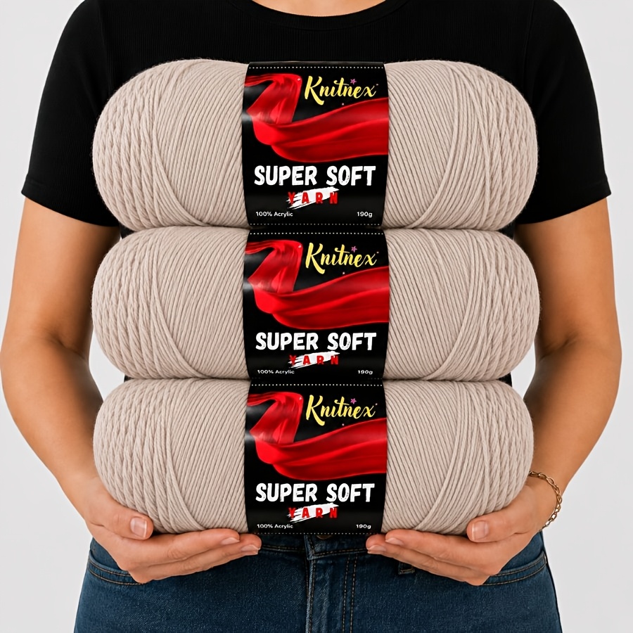 Paket 3 (3 x 190 g) Love akrilna preja, primerna za kvačkanje in pletenje, preja za obrt srednje debeline z večbarvno (svetle, ingverjeve,