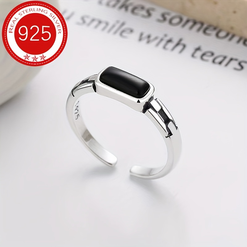 

925 Sterling Silver Vintage-inspired Open Band Ring, Elegant Style, Unisex Fashion Statement Jewelry, Adjustable, Hip-hop Street Style, Lightweight 3.1g