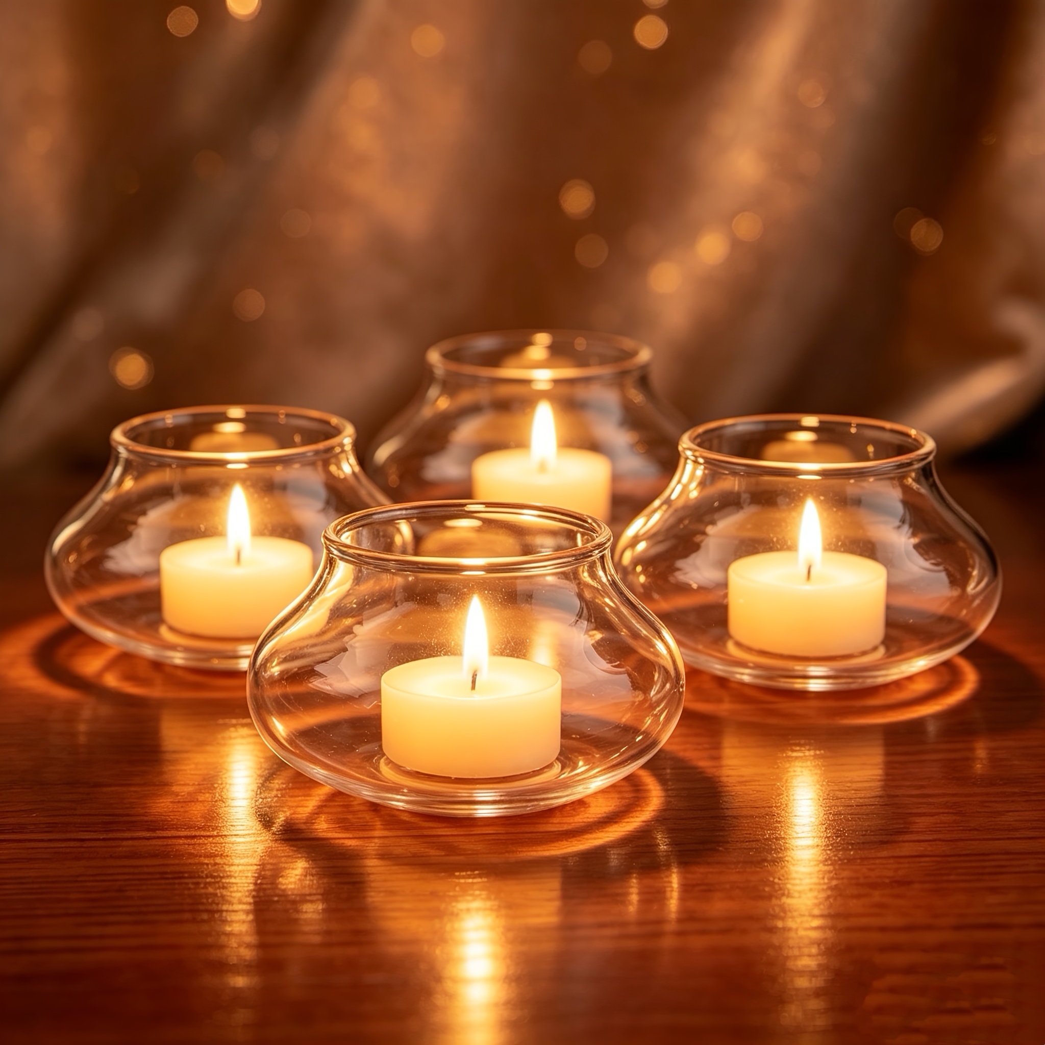 TEMU Portacandele per lumini in vetro - Piccole votive trasparenti a larga con piano di appoggio lucidato adatte per centrotavola nuziali, Natale,