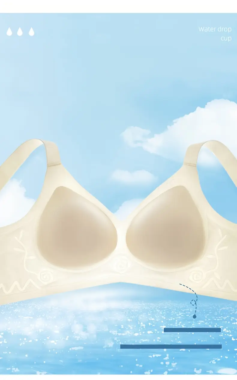 4pcs womens bras seamless wire free push up with bunny ear design anti sagging full coverage soft ice silky fiber fabric non removable padded cups elegant everyday black beige light green white lingerie smooth texture bra Product details 7