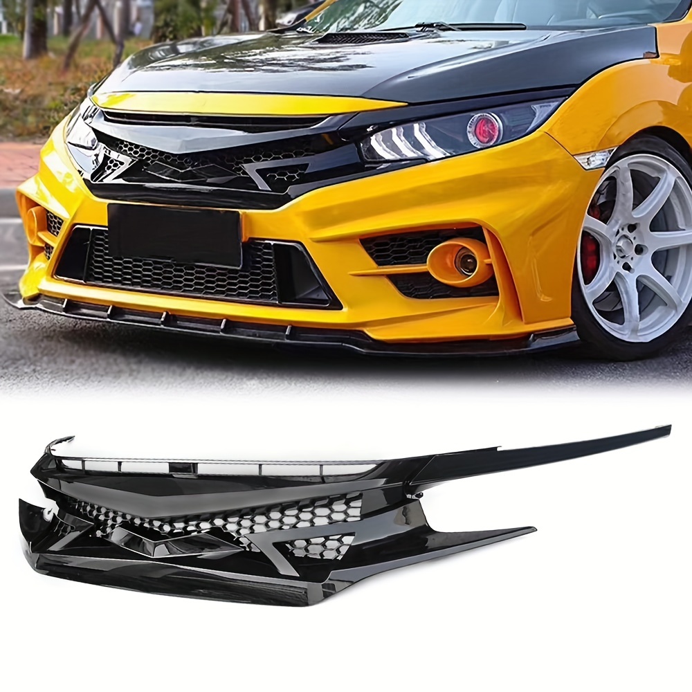 G-PLUS Factory Style Mesh Grille For 2016-2018 Honda Civic – Front Upper Hood Grille