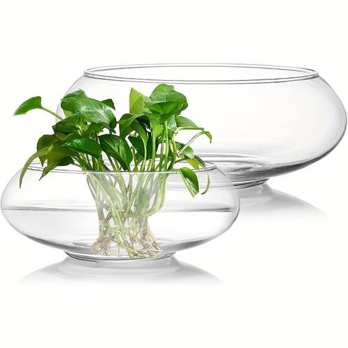 2pcs glass vase bowls round terrarium hydroponic planter clear glass multi size 15cm 18cm 20cm 23cm 25cm for indoor outdoor home decor wedding centerpieces tabletop or fish bowl planter glass vases for centerpieces indoor plant holder modern decor transparent decor