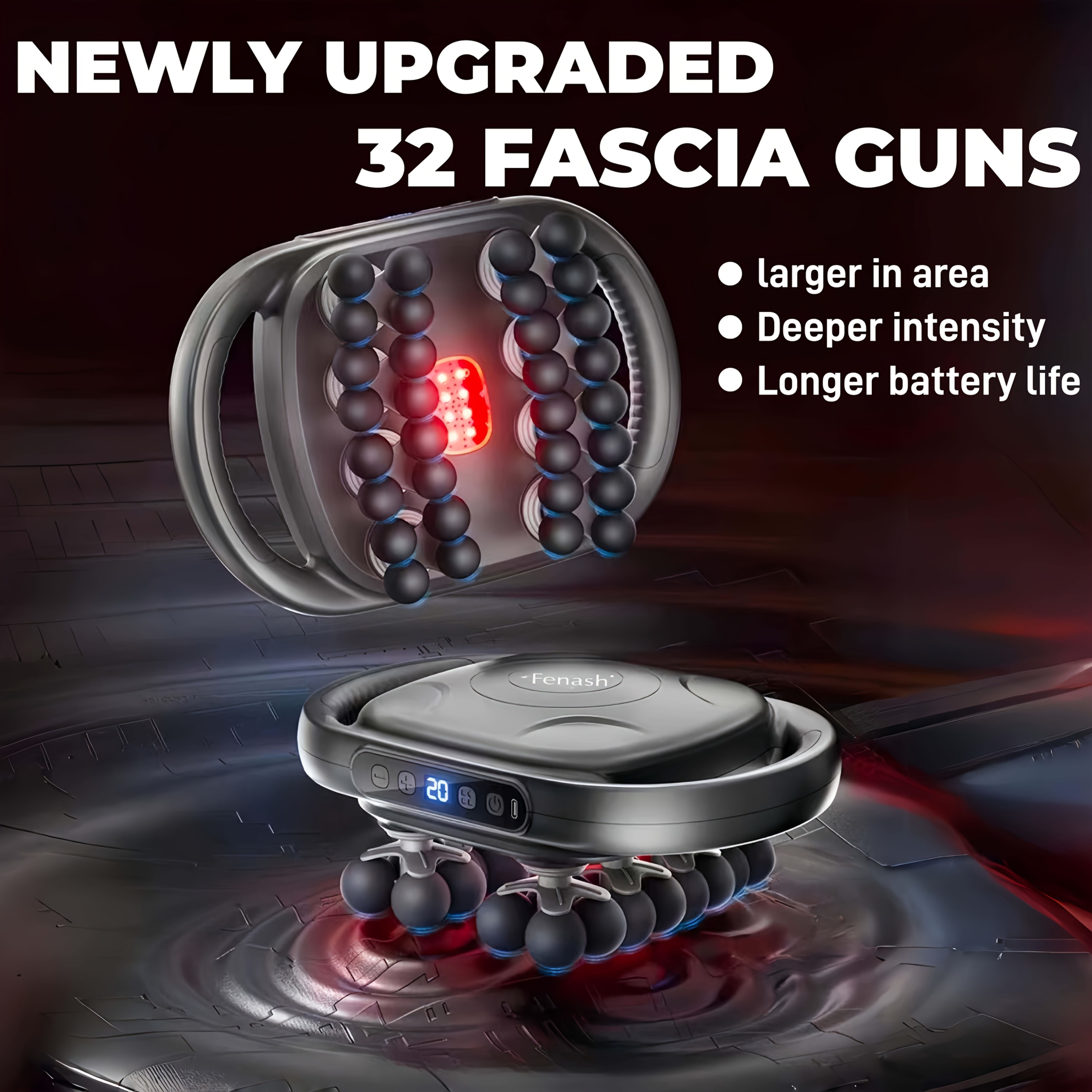 Image of 32 Head Massage Gun, Massage Gun Deep Tissue Portable With 9 , Red Light Massager For Legs, Waist, Neck, Back, , Ideal Gifts For Women, Men, Mom, And Dad