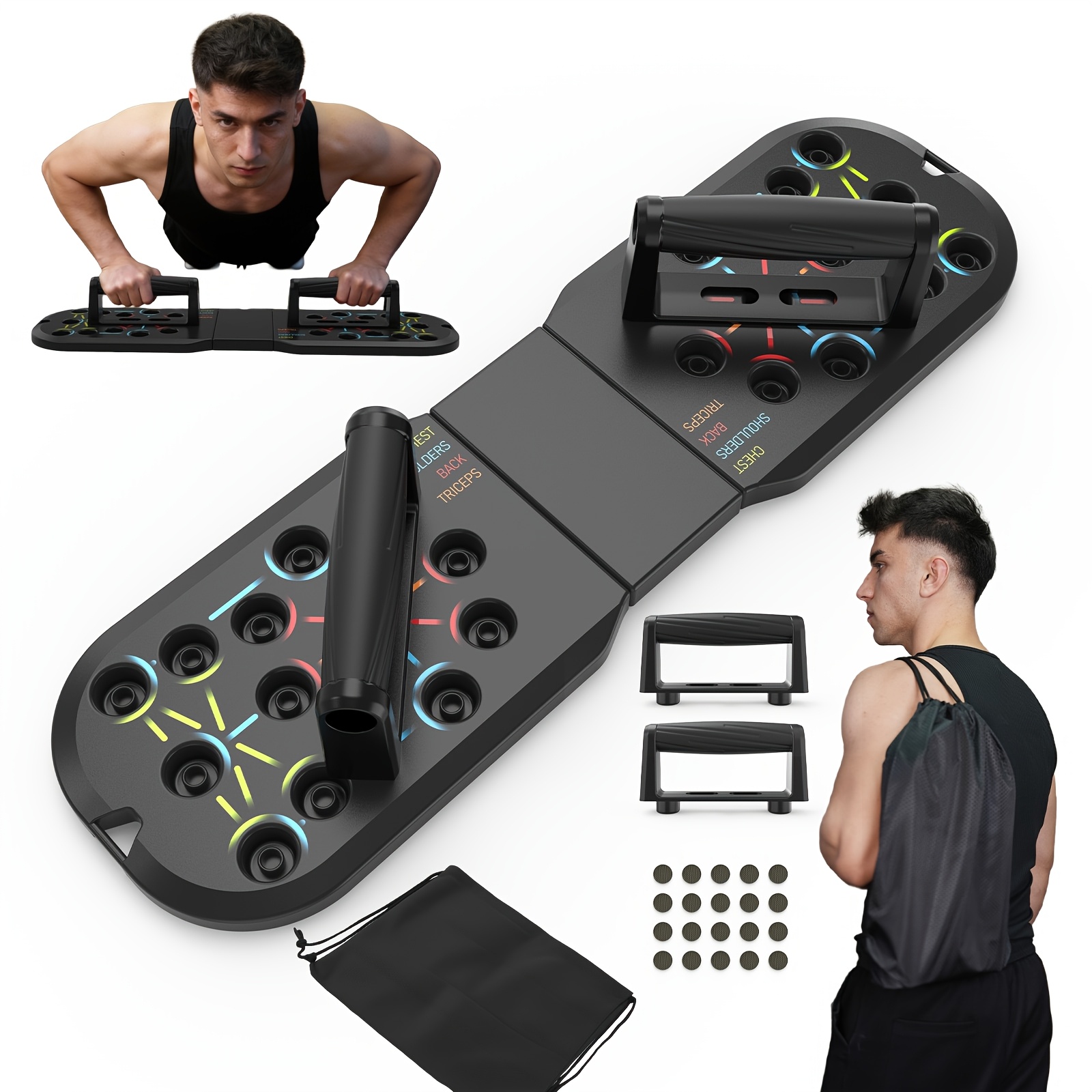 TEMU Planche à Pompes Extra Large, Ensemble d'Entraînement Portable pour Pompes, Supports Multifonctionnels pour Renforcement Musculaire, Barre à
