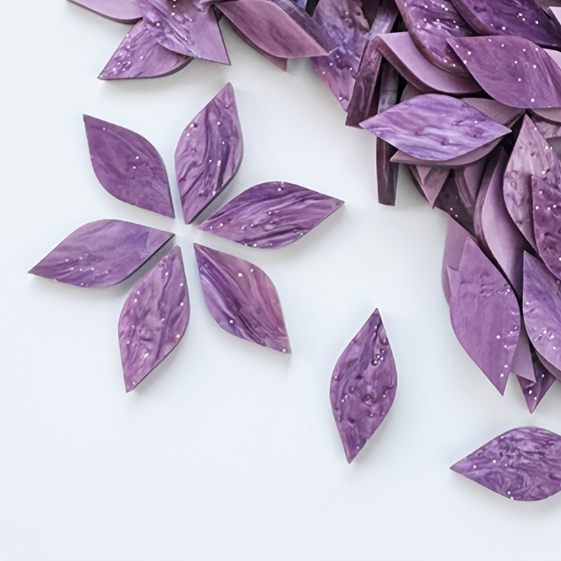 TEMU Large Leaf Petal Acrylic Mosaic Sheets - Colored Suitable For Diy Crafts, Handmade Multicolor Suitable For Artwork, Large Leaf For Stained