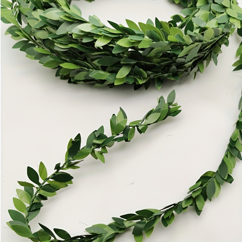 Image of 1pc, 196.85 Inches, Artificial Rattan Leaf Pvc Wire Diy Headpiece Garden Home Decoration Summer Wedding Decor Outdoor Fence Winding Column Ornament