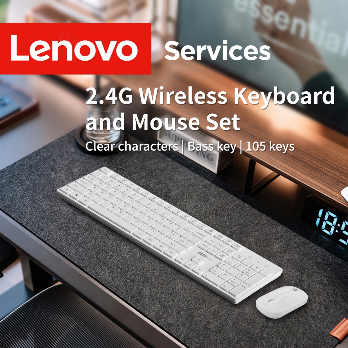 Lenovo KN220 Wireless 2.4G Keyboard and Mouse Combo,  for Laptops, Office and Home Use