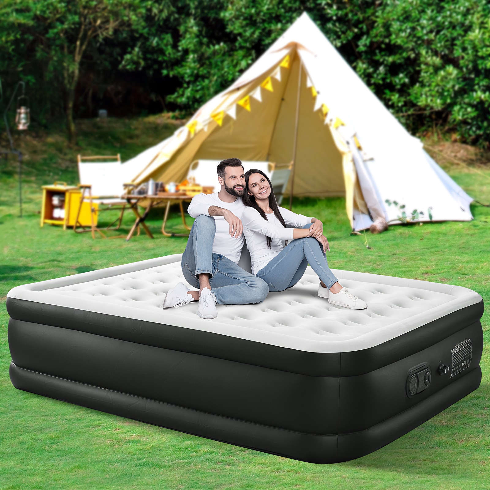 

With Our Tough, Anti- Deformation Premium Camping Air Mattress- Includes Soft Flocking Top For Comfort And , With Honeycomb Columns, Pvc, And A High Capacity Pump For Easy