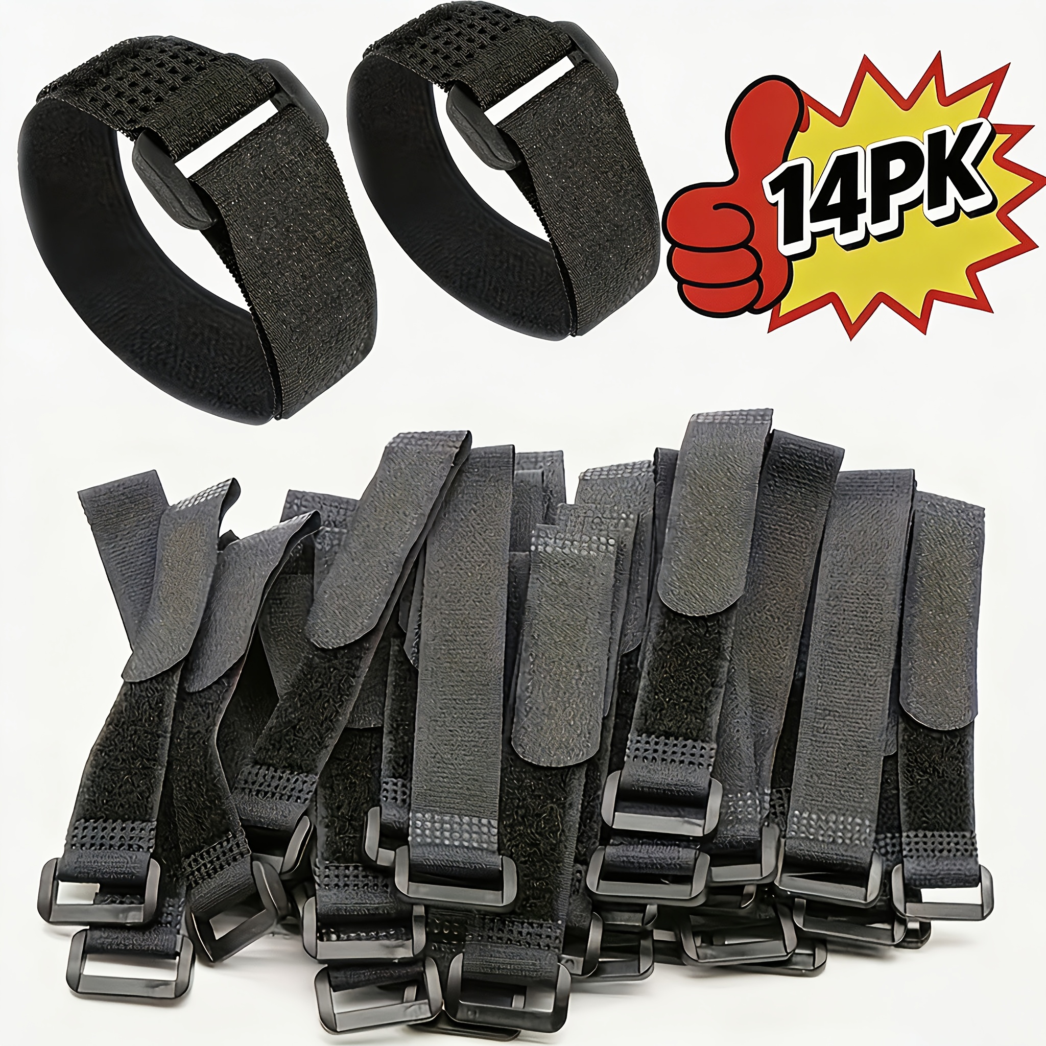 TEMU Fastening Nylon Strap With , 14-pack Reusable Self-adhesive Cable Securing Straps, Adjustable Cinch Straps For Cords Organized And Tidy (1" X ")