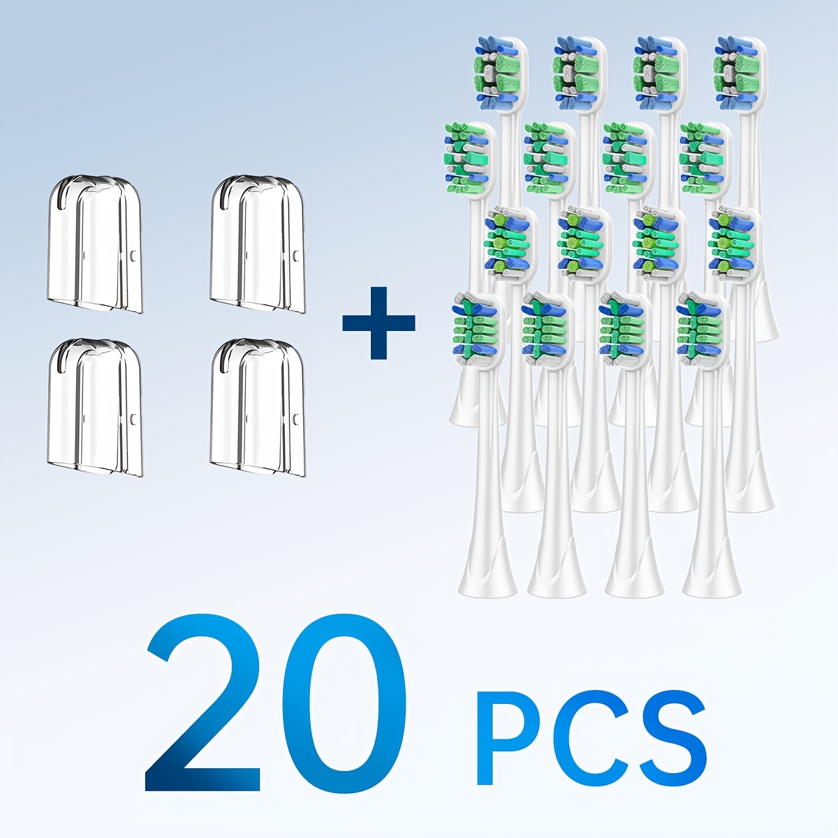 6-20pcs Combination Pack- 4brush Heads+2caps/16brush Heads+4caps - Soft, Precise And Deep Cleaning Between Teeth - Compatible With Electric Toothbrush Hx3226/hx6216/hx99, Etc., And Low