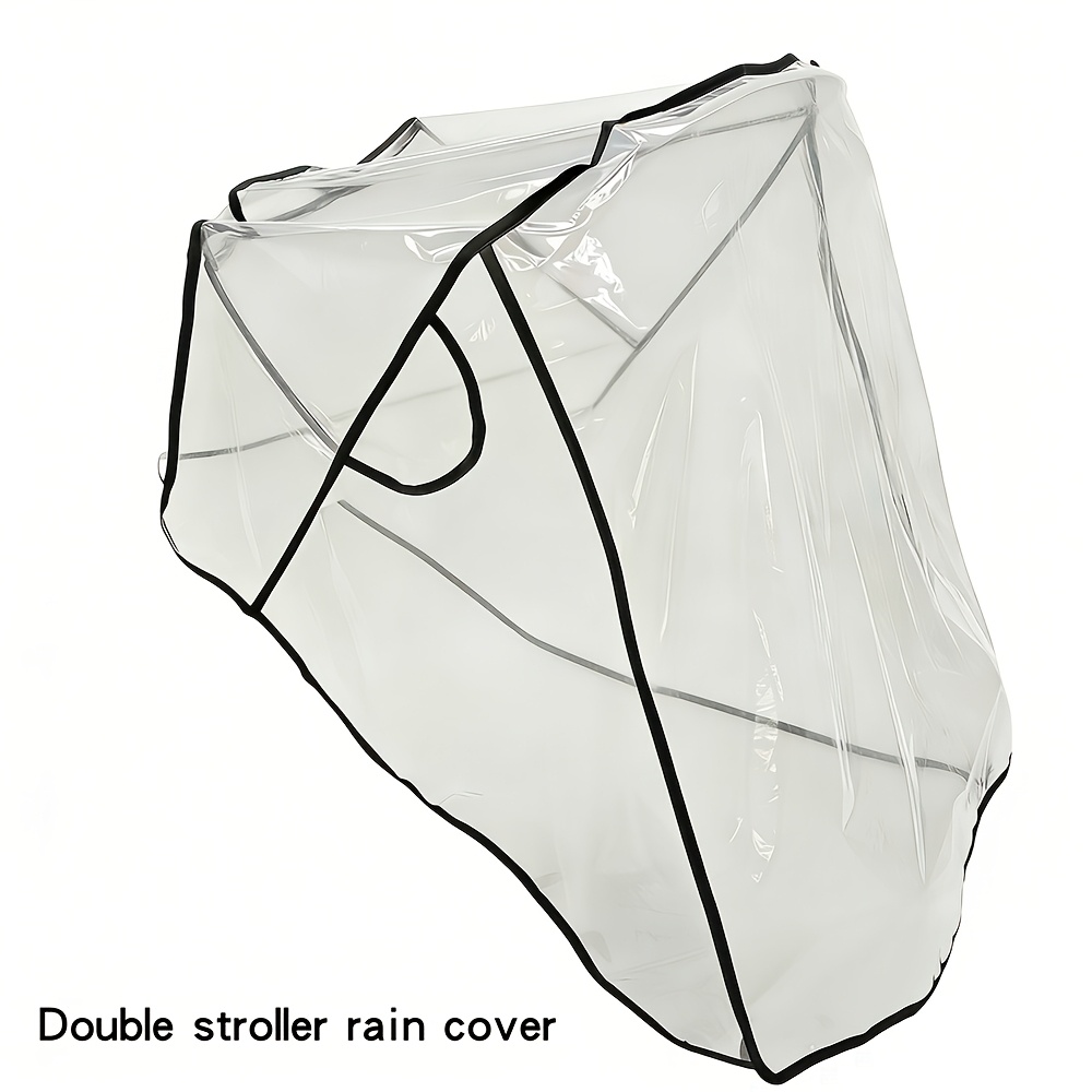 Dual Stroller Rain Cover With Zipper - Easy-on, Breathable Eva, Windproof, Dustproof, Snowproof - Visibility For Twin Strollers