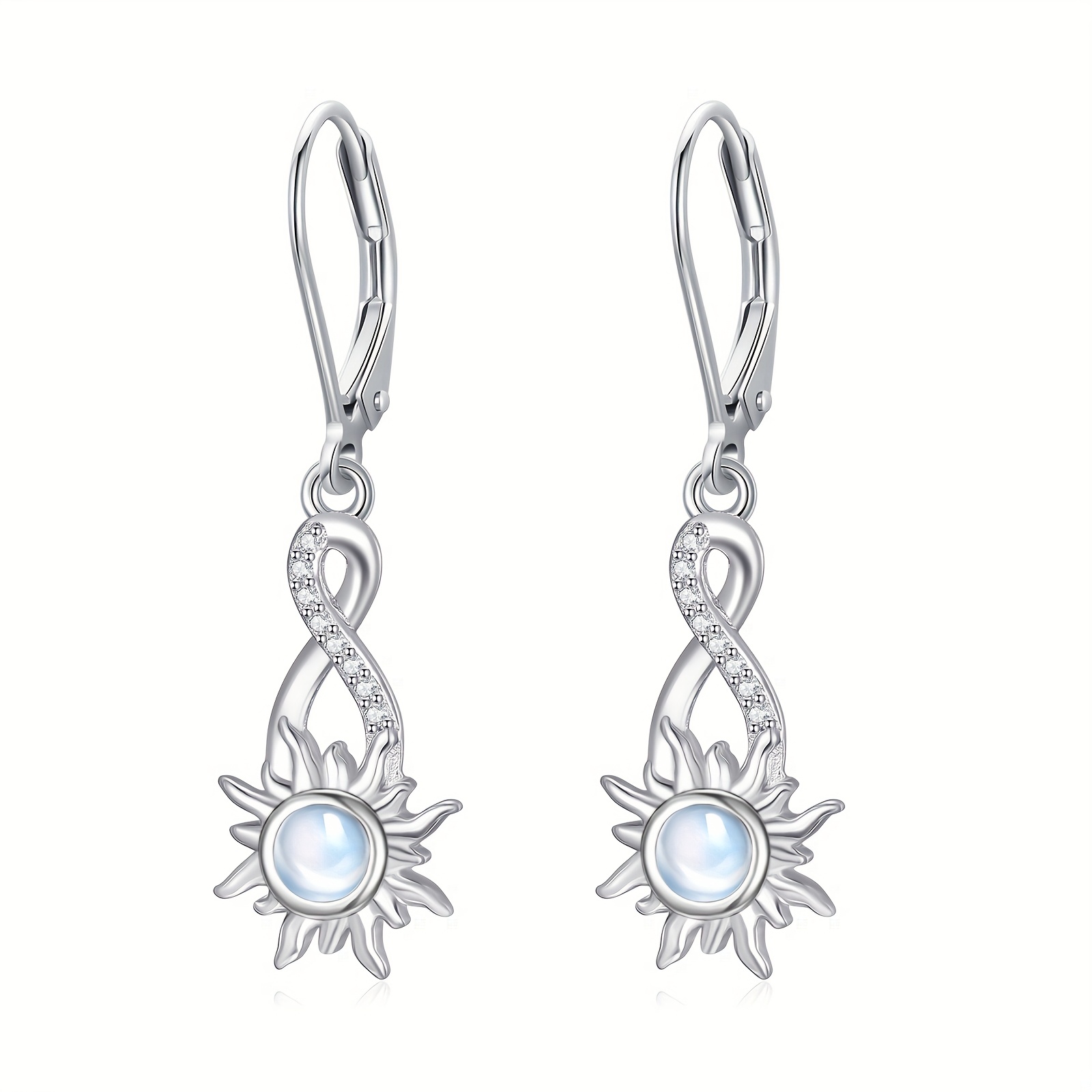 FANCIME Orecchini a forma di albero della vita, in argento Sterling 925, da appendere, con pietre preziose, rotonde, per donne e donne, Small, Argento sterling Oro bianco, Turchese artificiale