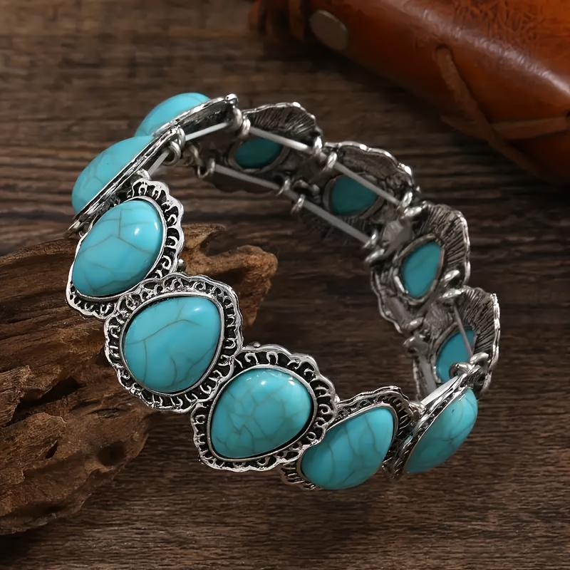 

European And Teardrop Synthetic Turquoise Bracelet Retro Jewelry