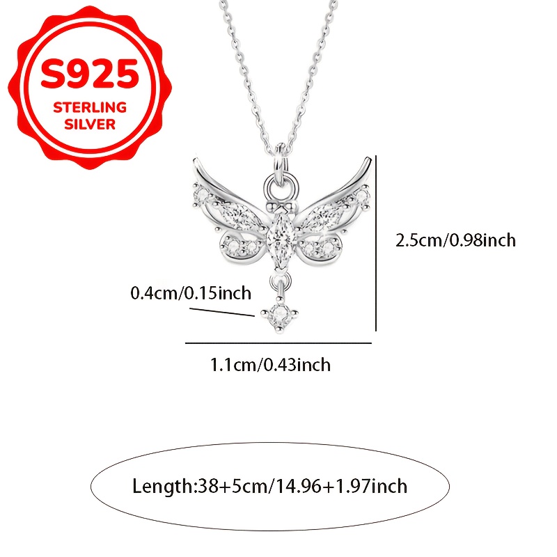 925 Silver Hypoallergenic Angel Wing Butterfly Necklace