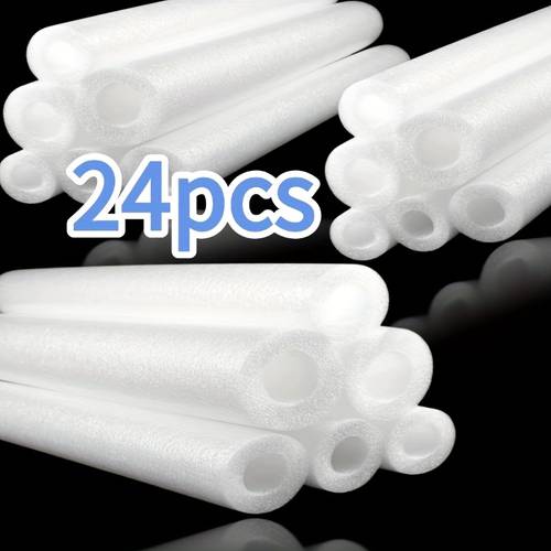 24 12 6pcs craft foam sponge tubes water pipes pool swimming noodles insulated pipe covers for outdoor freeze protection white 49cm pool sponge tubes heavy duty swimming teaching aids suitable for lessons diy handmade christmas