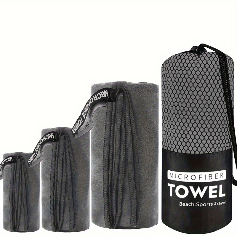 Image of 3pcs Quick-drying Towel Set, Fiber Sports Wiping Towels, For Fitness, Swimming, Travel, Camping, Outdoor Beach, 3 Sizes Towel Set