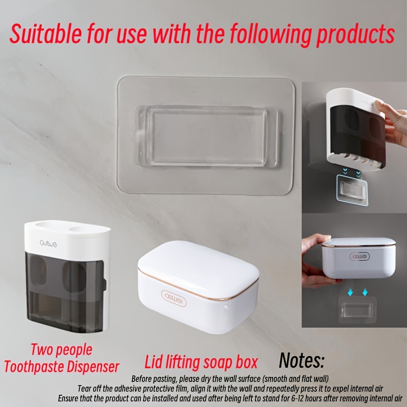 Image of 3pcs/6pcs Bathroom Accessories, Non Perforated Wall Mounted Adhesive, Suitable For Use With Tissue Boxes, Toilet Brushes, Toothpaste Dispensers, Mop Racks, And Other Products