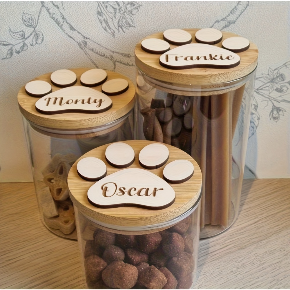 TEMU A Dog Treat Jar With A Lid And Paw Print, Personalized With "spike's Snacks" - A Round For Dog Biscuits, Suitable For Training Treats