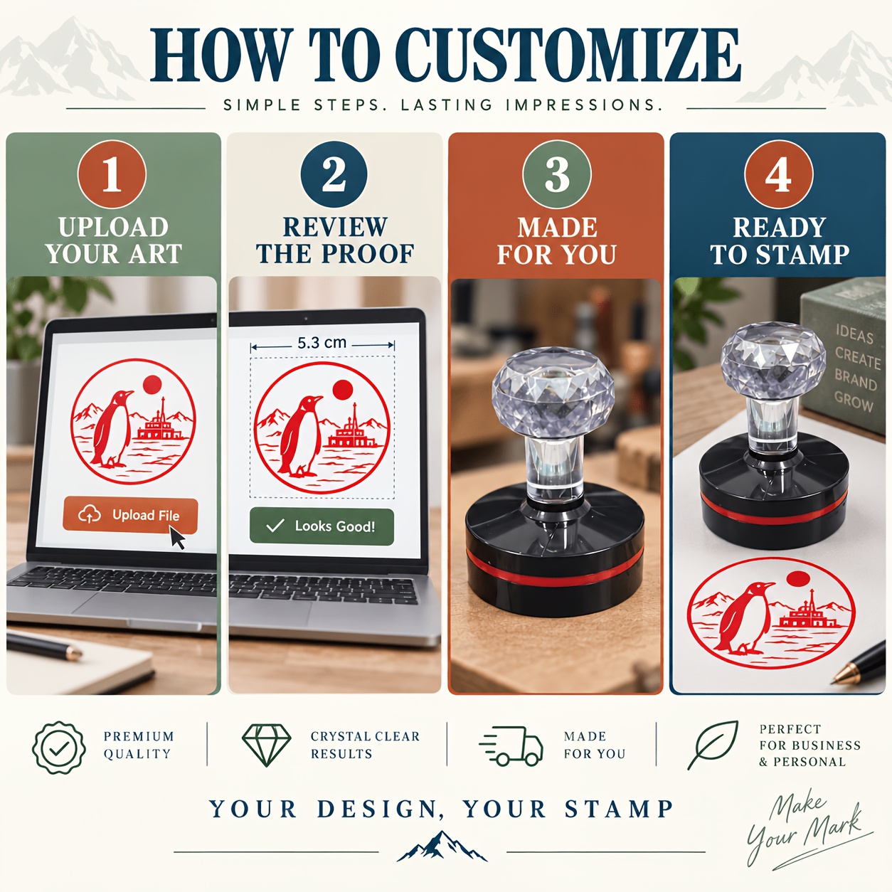 Custom Round Stamp for Logos, Names, and Dates