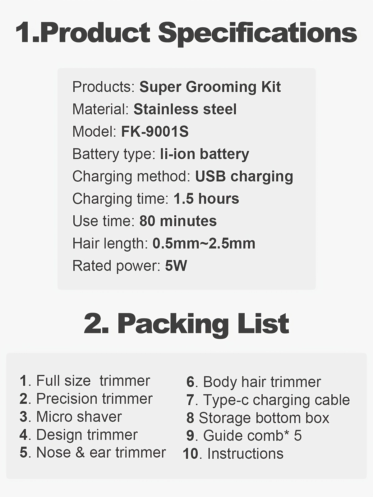 10 in 1 mens grooming kit cordless beard trimmer hair clippers body nose hair trimmer with   usb rechargeable 600mah lithium battery   charging stand ideal gift for him barber accessories Product details 10