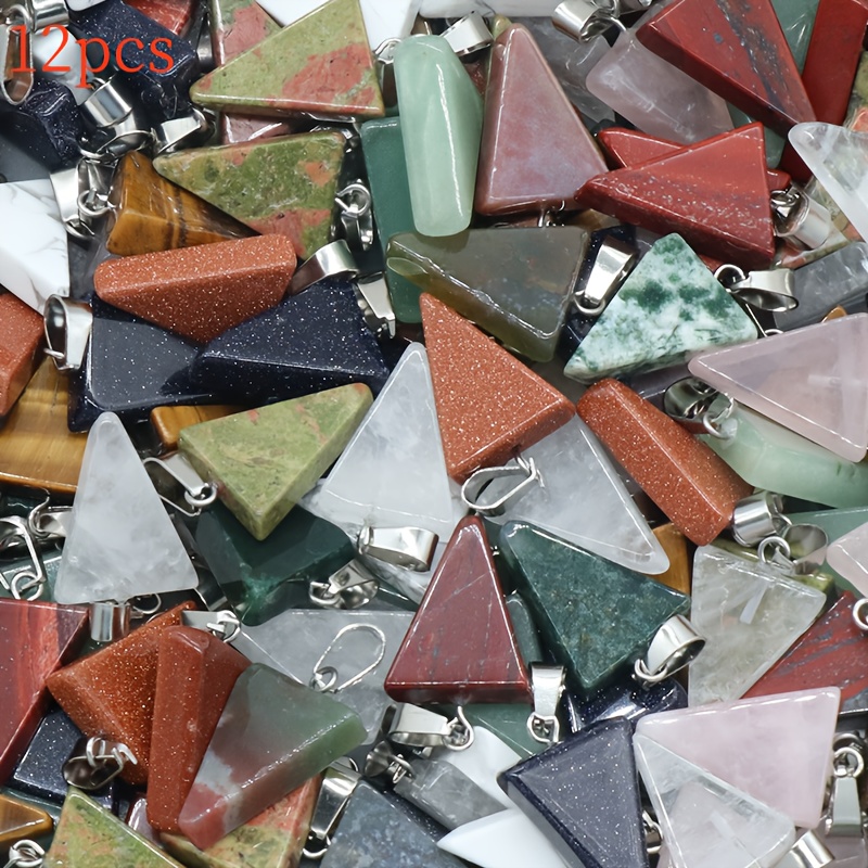 TEMU Collier avec pendentif triangle en naturelle de couleur aléatoire, breloques pour fabrication de pendentifs DIY aléatoires